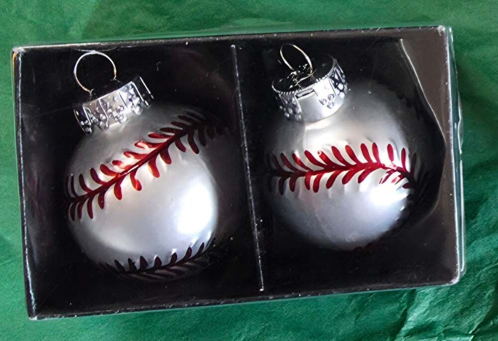 Michaels Holiday Lodge Baseball Christmas Ornaments 2pc Set x 2 boxes